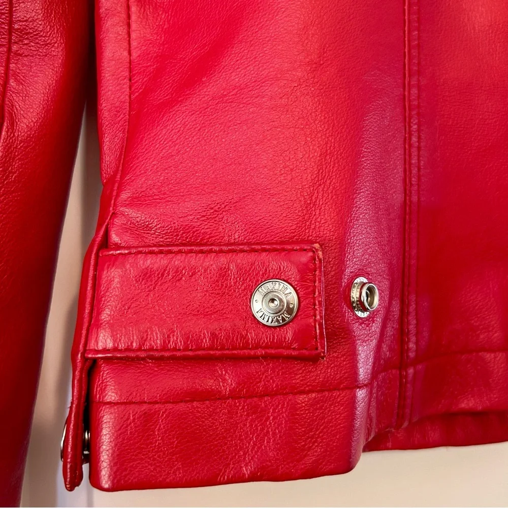 Wilsons Vintage Leather Women’s Red Moto Jacket Sleeve Zippers Size Medium - Picture 6 of 15